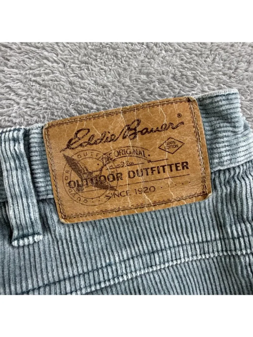 Vintage Eddie Bauer Pants Mens 36x32 Green Corduroy Outdoor Straight Leg Preppy